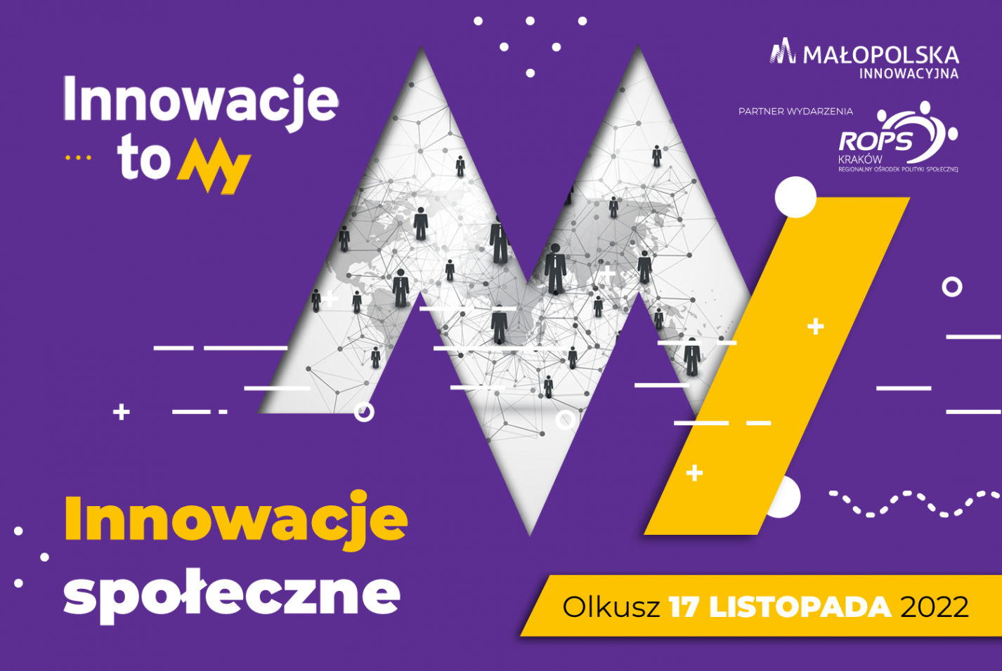 kolorowy folder z grafiką informującą o konferencji innowacje społeczne