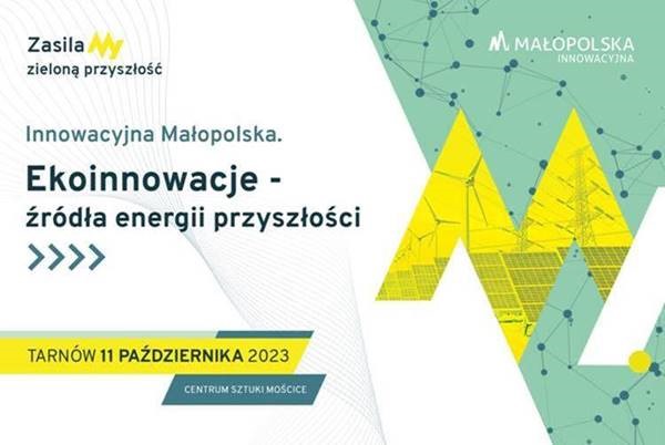 Baner z napisem Ekoinnowacje źródła energii przyszłości