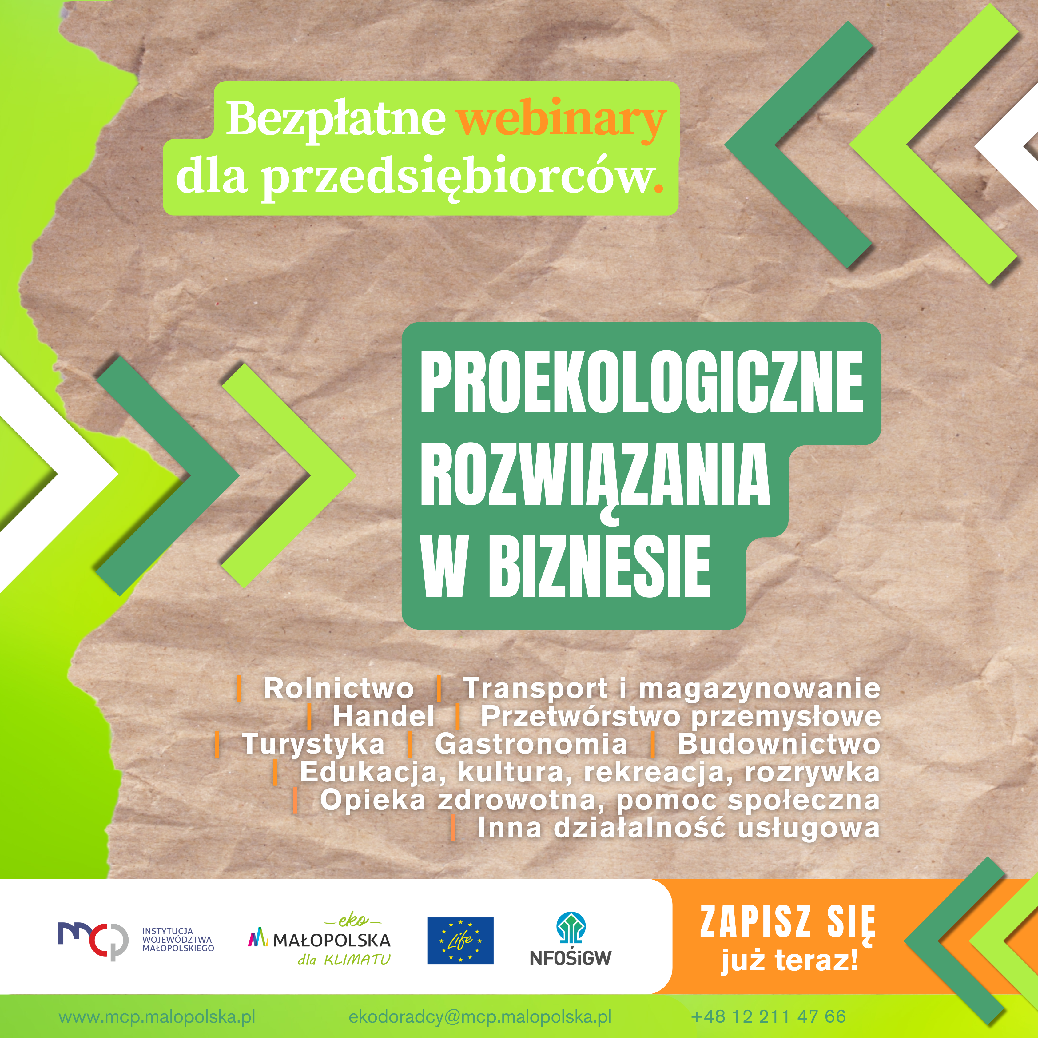 Proekologiczne rozwiązania w biznesie - nowy cykl webinarów  Małopolskiego Centrum Przedsiębiorczości